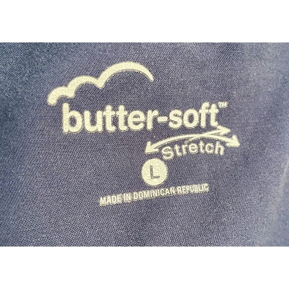 Butter-Soft Womens Stretch V-Neck Scrub Top Blue Sz:L  Pocket - Picture 5 of 5